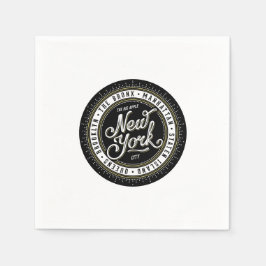 ブラック&ホワイトのニューヨーク・シティ・ロゴ スタンダードカクテルナプキン