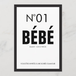 ブラック＆ホワイトのパリ フレンチ テーマ ベビー シャワー 招待状