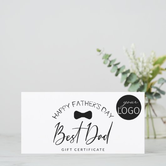 ブラック&ホワイトのビジネスファーザーズデイギフト証明書 (スタンド正面)