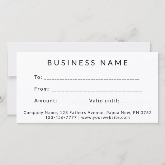 ブラック&ホワイトのビジネスファーザーズデイギフト証明書 (裏面)