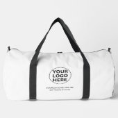 ブラック&ホワイトのビジネスロゴと文字プロモーション ダッフルバッグ (正面)