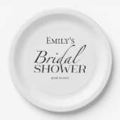 ブラック&ホワイトのブライズシャワー ペーパープレート (正面)