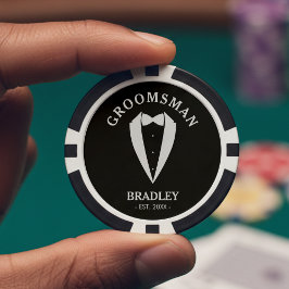 ブラック＆ホワイトのブライズメンの結婚式の独身パーティー ポーカーチップ