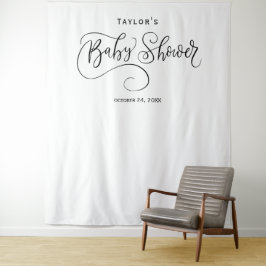 ブラック＆ホワイトのベビーシャワー背景 タペストリー