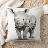 ブラック＆ホワイトのベビーリノのスクエアスローピロー クッション (ブランケット)