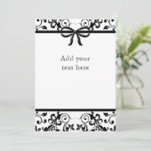 ブラック＆ホワイトのボウ招待状 招待状 (スタンド正面)