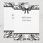 ブラック＆ホワイトのボウ招待状 招待状 (正面/裏面)