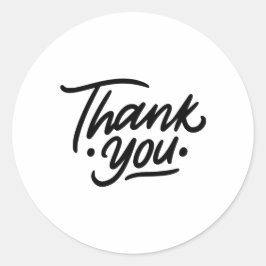 ブラック&ホワイトのミニマリストありがとうステッカー ラウンドシール