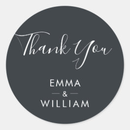ブラック&ホワイトのミニマリストありがとうステッカー ラウンドシール