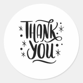 ブラック&ホワイトのミニマリストありがとうステッカー ラウンドシール