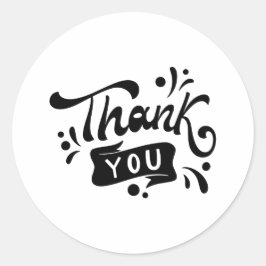 ブラック&ホワイトのミニマリストありがとうステッカー ラウンドシール