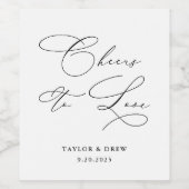 ブラック&ホワイトのミニマリストを愛する結婚応援 ワインラベル (シングルラベル)