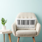 ブラック/ホワイトのミュージックピアノ鍵 ランバークッション (椅子)