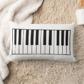 ブラック/ホワイトのミュージックピアノ鍵 ランバークッション (ブランケット)