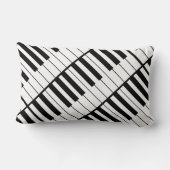 ブラック/ホワイトのミュージックピアノ鍵 ランバークッション (裏面)