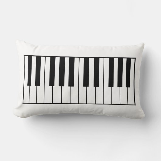 ブラック/ホワイトのミュージックピアノ鍵 ランバークッション (正面)