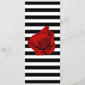 ブラック&ホワイトのメニューに赤ストライプ色の結婚バラ メニュー (裏面)