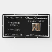 ブラック&ホワイトのモダン製品販売ブース 横断幕 (横)