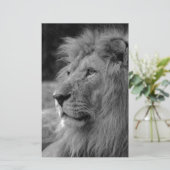 ブラック＆ホワイトのライオン - 野生動物 便箋 (スタンド正面)