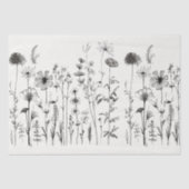 ブラック&ホワイトのワイルドフラワーでデコページまたはギフトを 薄葉紙 (正面)