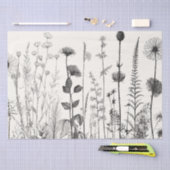 ブラック&ホワイトのワイルドフラワー3 for Decopage or Gives 薄葉紙 (クラフト)