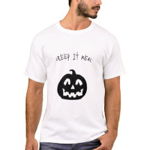 ブラック＆ホワイトの不気味なカボチャのハロウィンTシャツ