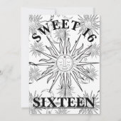 ブラック&ホワイトの幻想的な太陽の占星術テーマのSweet 16 招待状 (裏面)