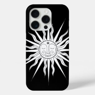ブラック&ホワイトの幻想的な太陽の天体占星術 iPhone 15 PROケース