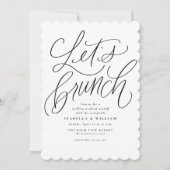 ブラック&ホワイトの手描きブライダル+Let's+brunch 招待状 (正面)