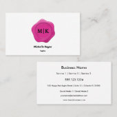 ブラック&ホワイトの明るいピンクのワックスシール 名刺 (正面/裏面)