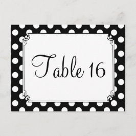 ブラック＆ホワイトの水玉模様の結婚式テーブルナンバー ポストカード