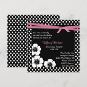 ブラック＆ホワイトの水玉模様の誕生日招待状 招待状 (正面/裏面)