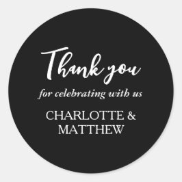 ブラック&ホワイトの結婚クラシックラウンドステッカー ラウンドシール