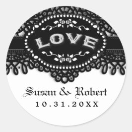 ブラック&ホワイトの結婚ゴシックLOVEエンベロープラベル ラウンドシール
