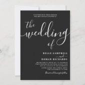 ブラック&ホワイトの結婚式のウエディング 招待状 (正面)