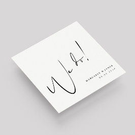 ブラック&ホワイトの結婚式の名入れ スタンダードカクテルナプキン