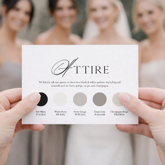 ブラック＆ホワイトの結婚式の服装カード 招待状
