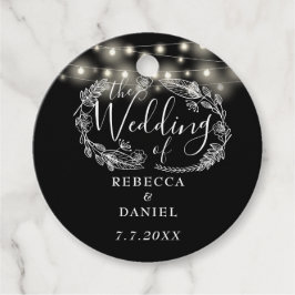 ブラック&ホワイトの結婚式フラワーストランドライト フェイバータグ