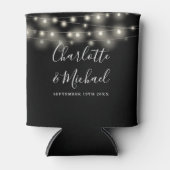 ブラック&ホワイトの結婚式 サイン入りストリングライト 缶クーラー (正面)