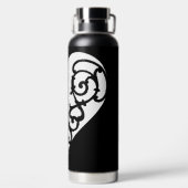 ブラック＆ホワイトの繊細なハート ウォーターボトル (背面)
