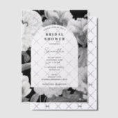 ブラック&ホワイトの芍薬 水彩 ブライダルシャワー ベラム紙招待状 (オフセット (招待状))
