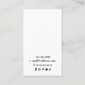 ブラック・ホワイトの花柄のジュエリー・イヤリングの展示カード 名刺 (裏面)