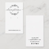 ブラック・ホワイトの花柄のジュエリー・イヤリングの展示カード 名刺 (正面/裏面)