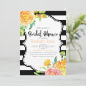 ブラック＆ホワイトの花柄 ブライダルシャワーの招待状 招待状 (スタンド正面)