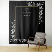 ブラック＆ホワイトの葉のゴールド フォトブース 背景 タペストリー (インサイチュ)