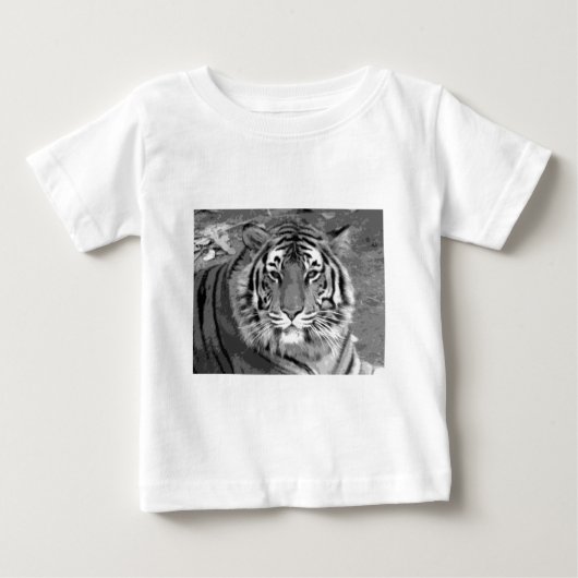 ブラック＆ホワイトの虎 ベビーTシャツ (正面)