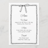 ブラック&ホワイトの蝶ネクタイ スカロップ ウェディング メニュー (正面)