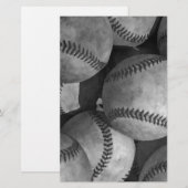 ブラック＆ホワイトの野球 便箋 (正面/裏面)