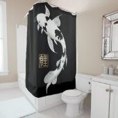 ブラック/ホワイトの鯉の魚のシャワーカーテン シャワーカーテン (インサイチュ)