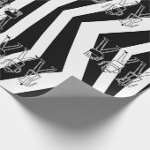 ブラック＆ホワイトの3つのコーヒーメーカー ストライプ コーヒー ラッピングペーパー (角)